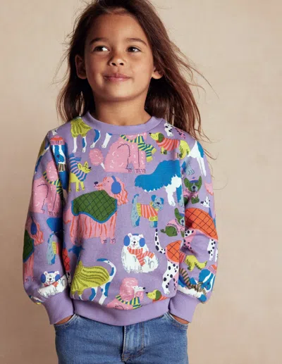 Boden Kids' Bedrucktes Sweatshirt-hunde Im Kuscheloutfit In Purple
