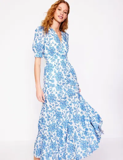 BODEN BELLA PUFF SLEEVE MAXI DRESS-IVORY, TRAILING YARROW FEMALE BODEN