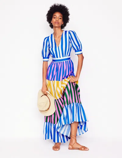 Boden Bella Puff Sleeve Maxi Dress-kingfisher Blue Stripe Female