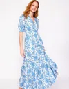 Boden Bella Puff Sleeve Maxi Dressivory, Trailing Yarrow Women