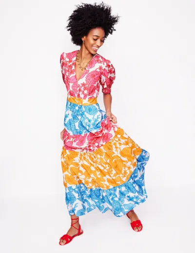 Boden Bella Puff Sleeve Maxi Dressmulti, Blossom Cascade Women  In Multi/ Blossom Cascade
