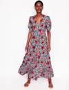 Boden Bella Puff Sleeve Maxi Dressmulti, Foliage Scatter Women  In Multi/ Foliage Scatter