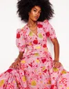 Boden Bella Puff Sleeve Maxi Dresssalmon Pink, Carnation Vine Women  In Salmon Pink/ Carnation Vine