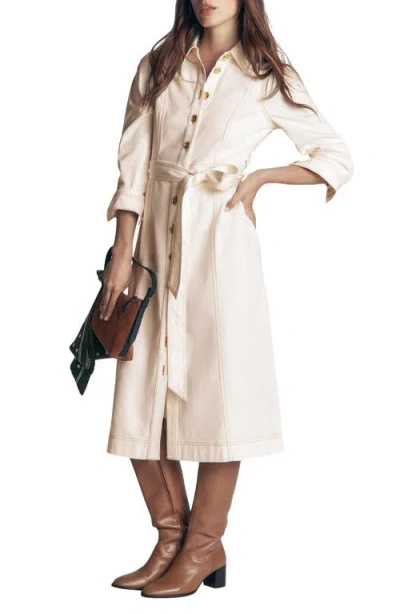 Boden Belted Denim Midi Dress In Neutral