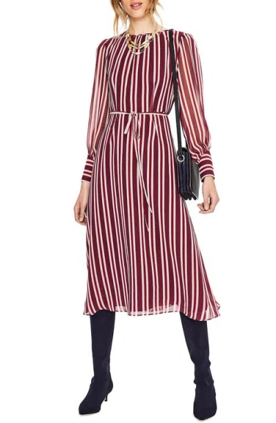 Boden Belted Stripe Midi Dress In Burgundy