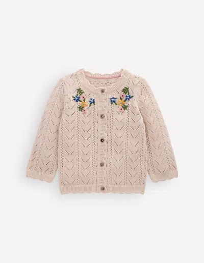 Boden Babies' Bestickte Baumwoll-strickjacke In Beige | Grösse 98 In Brown