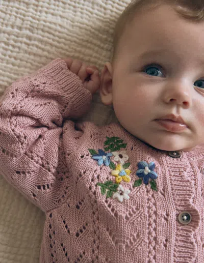 Boden Babies' Bestickte Baumwoll-strickjacke-vintage- Mini In Rosa | Grösse 68 In Pink