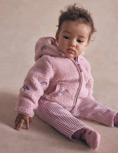 Boden Babies' Bestickte Teddyfelljacke In Pink | Grösse 68 In Blue