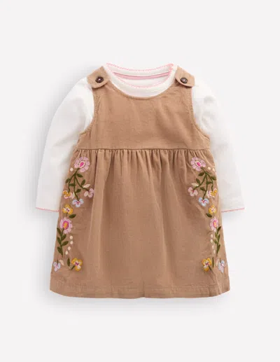Boden Babies' Besticktes Schürzenkleid-set In Ingwer | Grösse 68 In Brown