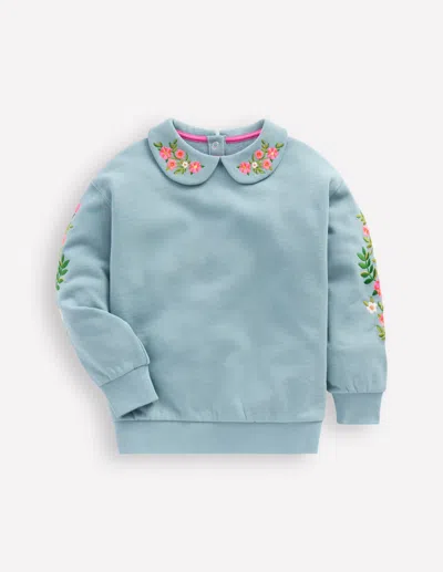 Boden Kids' Besticktes Sweatshirt-gletscherblau Stickerei In Blue