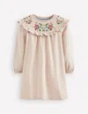 Boden Besticktes Sweatshirt-kleid-beige Meliert In Neutral