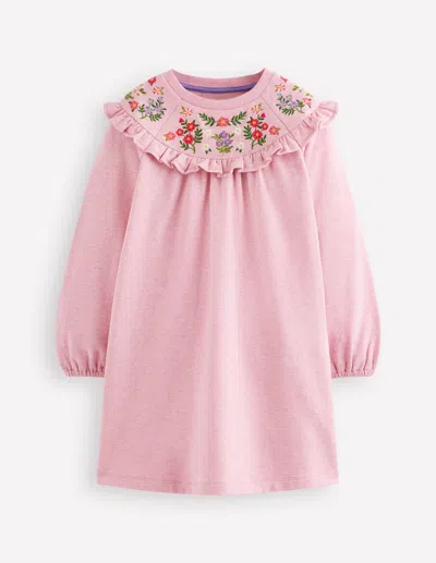 Boden Kids' Besticktes Sweatshirt-kleid-rosa In Pink