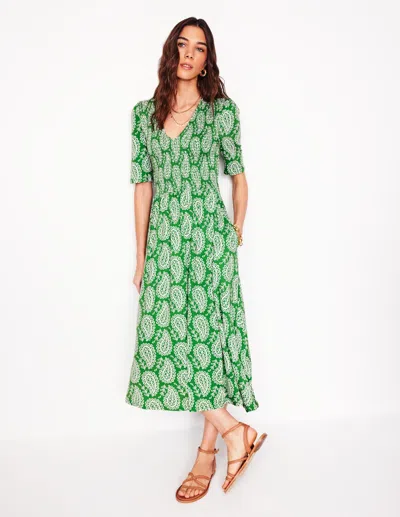 Boden Bethany Smocked Jersey Dressparadise Green, Paisley Heart Women  In Paradise Green/ Paisley Heart