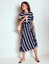 Boden Blanca Midi Tea Dress French Navy, Dainty Scallop  In Blue