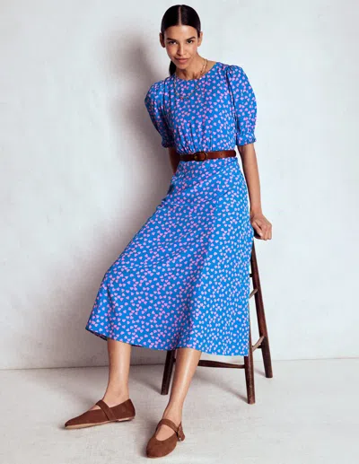 Boden Blanca Midi Tea Dress Kingfisher Blue, Heart Cascade  In Multi
