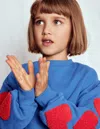 Boden Bobbie Appliqué Sweatshirt Bluejay Hearts  In Blue