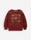Boden Bobbie Appliqué Sweatshirt Chestnut Cats  In Burgundy