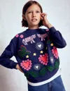 Boden Bobbie Appliqué Sweatshirt College Navy Tigers  In Blue
