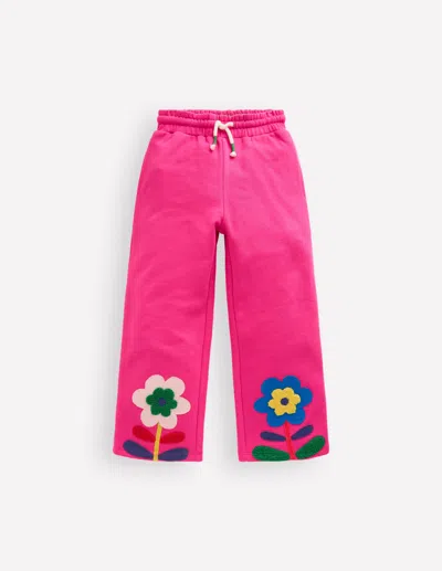 Boden Kids' Bobbie Jogginghose Mit Applikationen-himbeerrosa Blumen In Pink