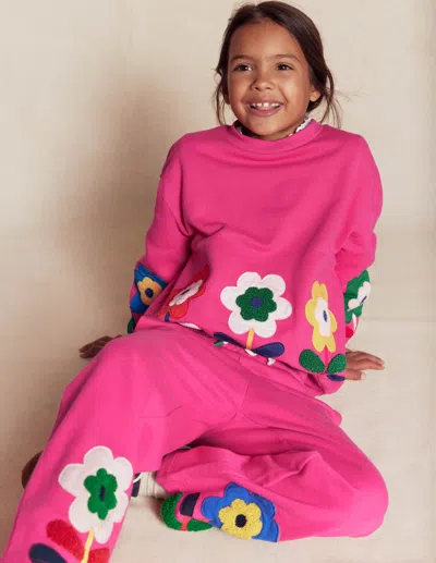 Boden Kids' Bobbie Sweatshirt Mit Applikation-himbeerrosa Blumen In Pink