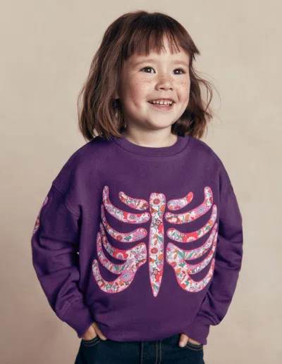 Boden Kids' Bobbie Sweatshirt Mit Applikation-calla In Violett | Grösse 98 In Purple