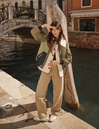 Boden Borg Detail Bomber Jacket Woodland Green