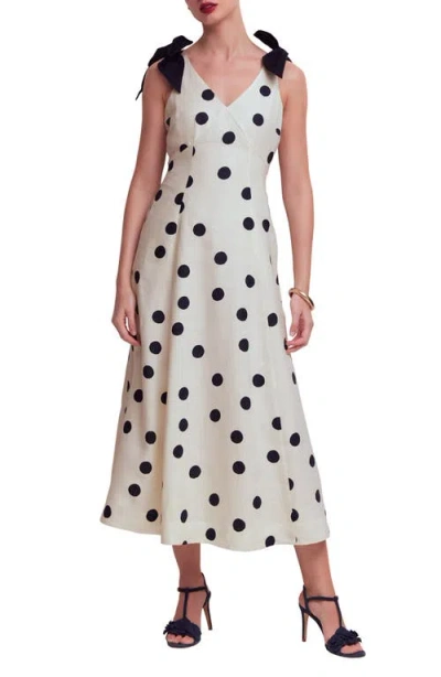 Boden Bow Detail Linen Empire Waist Dress In Multi