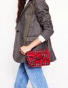 Boden Bow Evening Pursered And Blue Check Women  In Red And Blue Check
