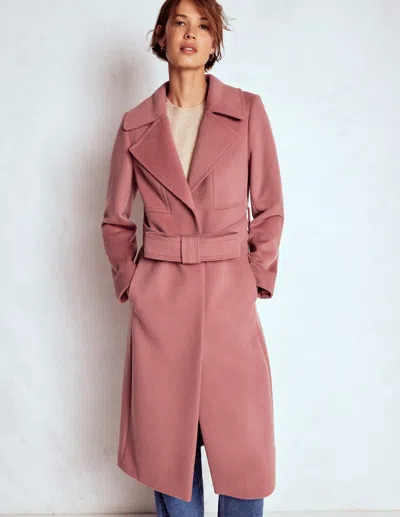 Boden Bow Front Coat Dusty Pink
