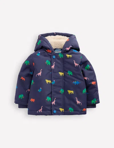 Boden Babies' Boys 3 In 1 Coat Navy Prehistoric Print  In Blue