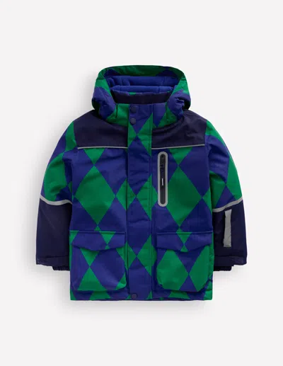 Boden Kids' Boys All-weather Waterproof Coat In Blue | Size 2-3 Years In Multi