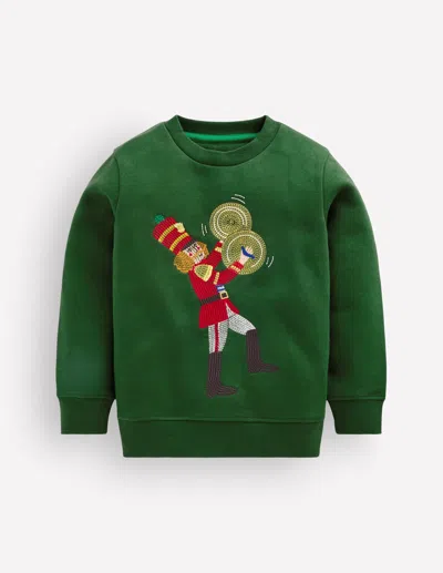 Boden Kids' Boys Applique Sweatshirt In Green | Size 2-3 Years