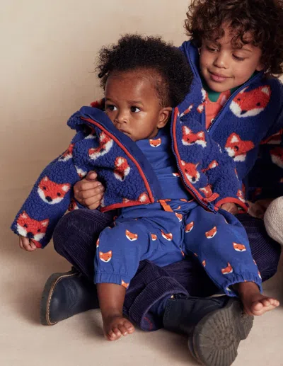 Boden Babies' Boys Borg Fleece Blue Foxes