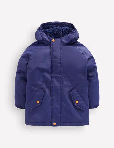 Boden Kids' Boys Borg Lined Anorak In Blue | Size 2-3 Years