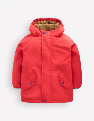 Boden Kids' Boys Borg Lined Anorak In Red | Size 2-3 Years
