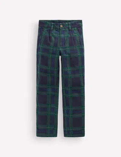 Boden Kids' Boys Check Smart Trousers In Blue | Size 2-3 Years In Multi
