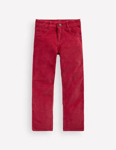 Boden Kids' Boys Classic Slim Cord Trousers In Red | Size 2-3 Years
