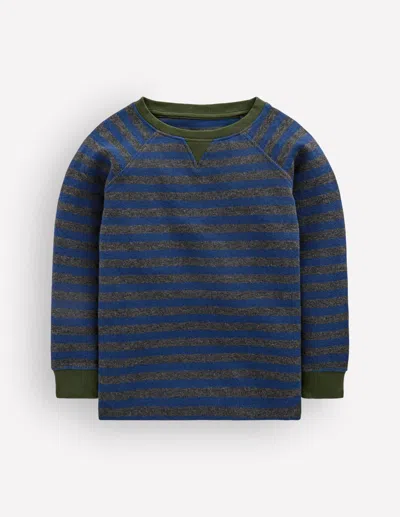 Boden Kids' Boys Cosy Textured Raglan In Blue | Size 2-3 Years