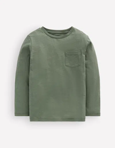 Boden Kids' Boys Everyday Long Sleeve T-shirt In Green | Size 3-4 Years