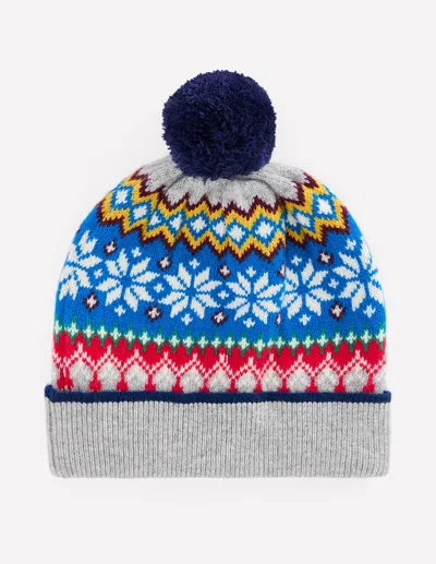 Boden Kids' Boys Fair Isle Beanie In Grey | Size 2-4 Years In Gray