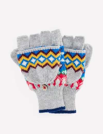 Boden Kids' Boys Fair Isle Mittens In Grey | Size 2-4 Years In Gray