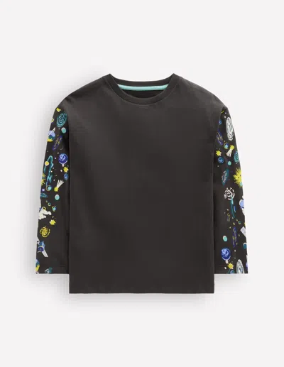 Boden Kids' Boys Front And Back Glow T-shirt In Grey | Size 2-3 Years