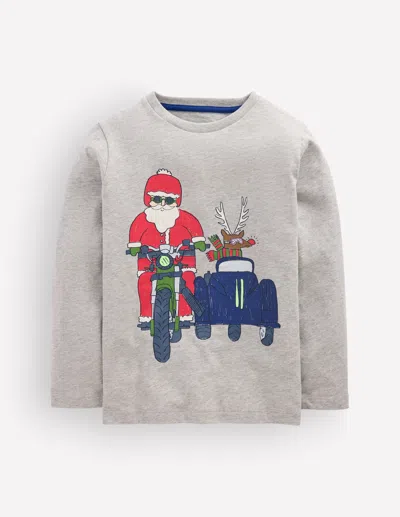 Boden Kids' Boys Front & Back T-shirt In Grey | Size 2-3 Years In Multi