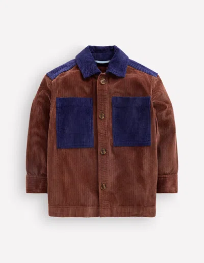 Boden Kids' Boys Front Pocket Overshirt In Brown | Size 2-3 Years