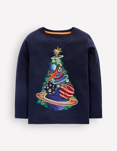 Boden Kids' Boys Glow Superstitch T-shirt In Blue | Size 2-3 Years