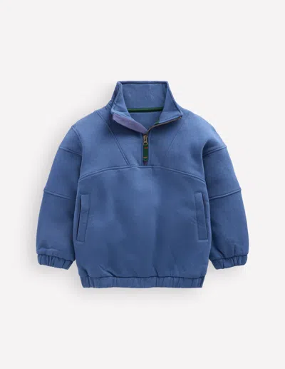 Boden Kids' Boys Half-zip Sweatshirt In Blue | Size 2-3 Years