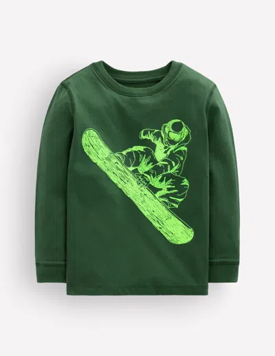 Boden Kids' Boys Neon Superstitch T-shirt In Green | Size 2-3 Years