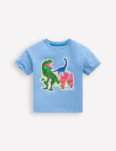 Boden Kids' Boys Short Sleeve Badge T-shirt In Blue | Size 2-3 Years