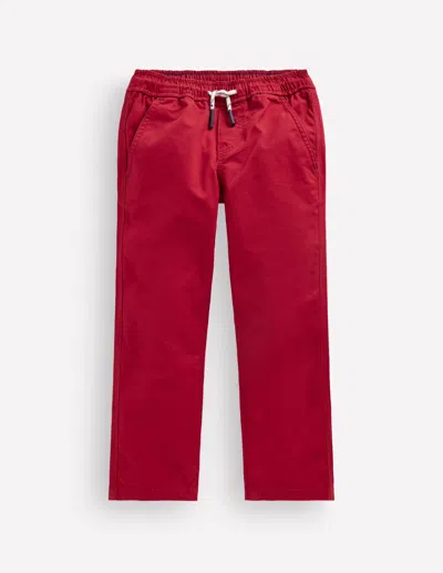 Boden Kids' Boys Slim Pull-on Trousers In Red | Size 2-3 Years