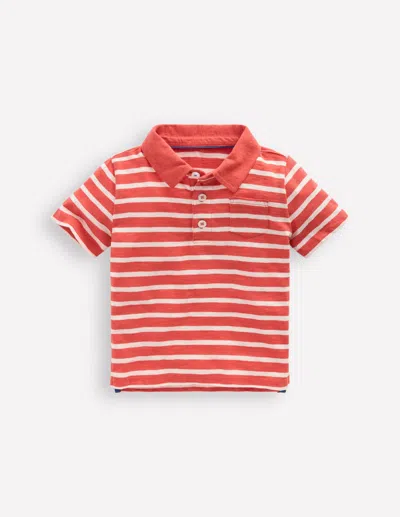 Boden Kids' Boys Slub Polo Shirt In Orange | Size 3-4 Years